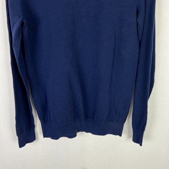 NWT 14th & Union Textured Stripe Crewneck Sweater Navy Blue Size Medium M NEW - Picture 9 of 9
